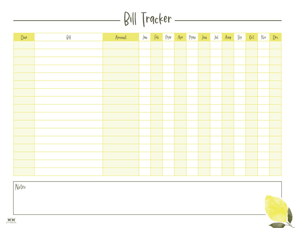 Monthly Bill Organizers - 18 Free Printables | Printabulls for Printable Monthly Bill Calendar 2025