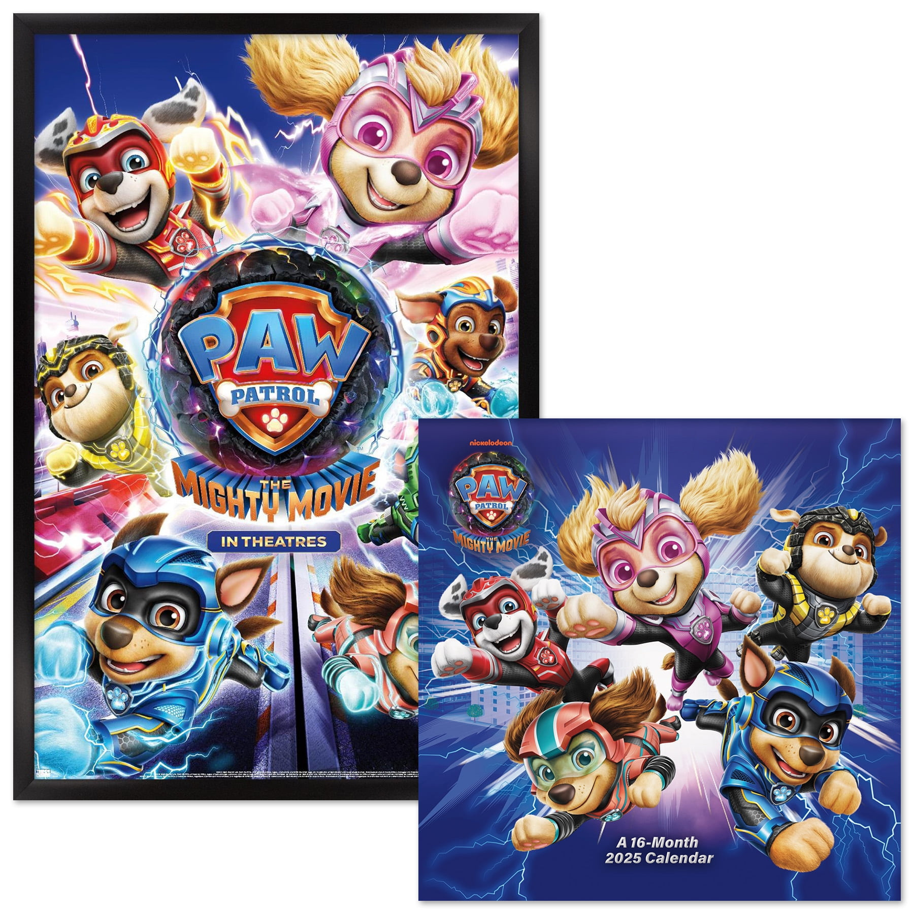 Nickelodeon Paw Patrol: The Mighty Movie Framed Poster And 2025 Calendar regarding Paw Patrol Calendar 2025 Printable