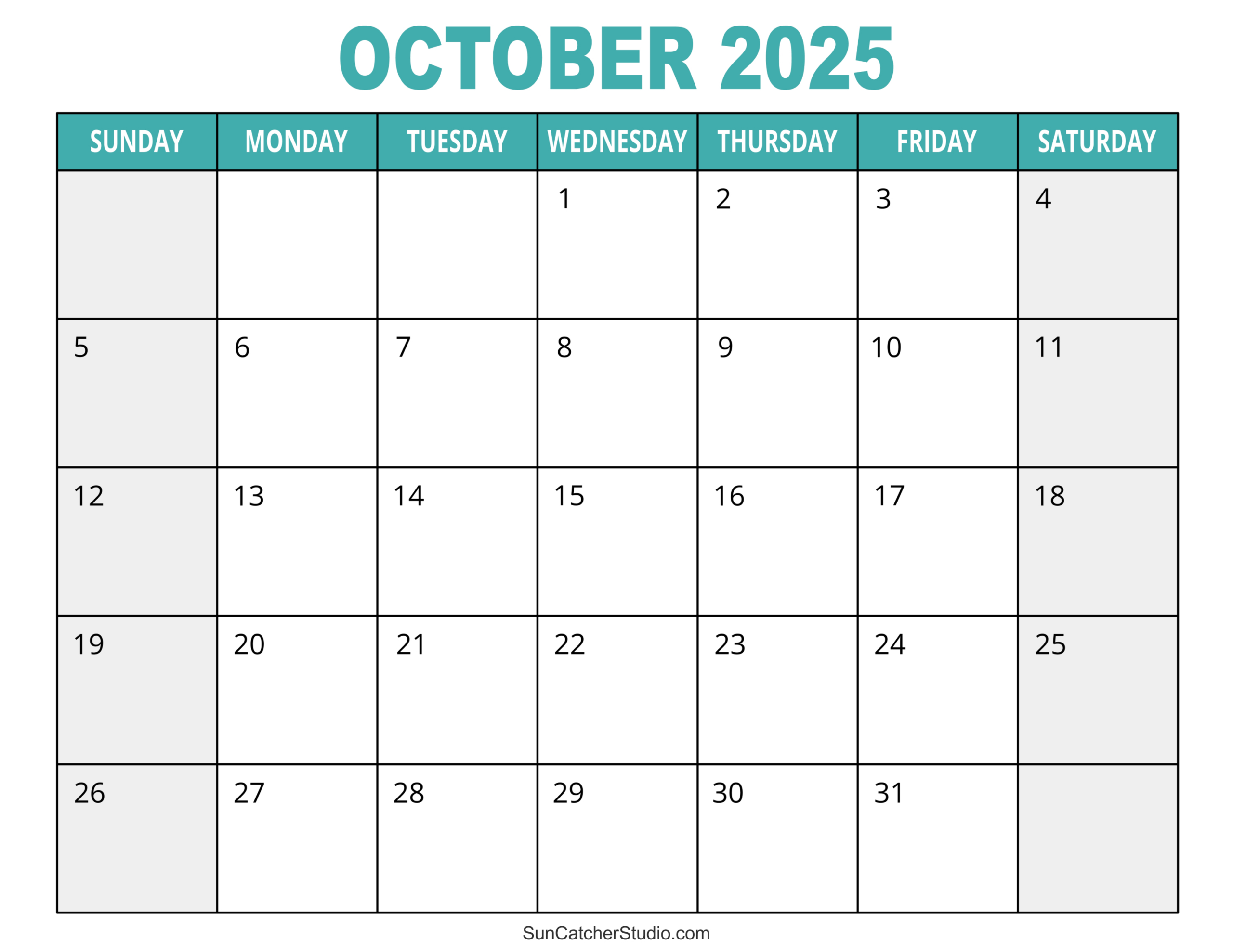 October 2025 Calendar (Free Printable) – Diy Projects, Patterns regarding Free 2025 Printable Monthly Calendar