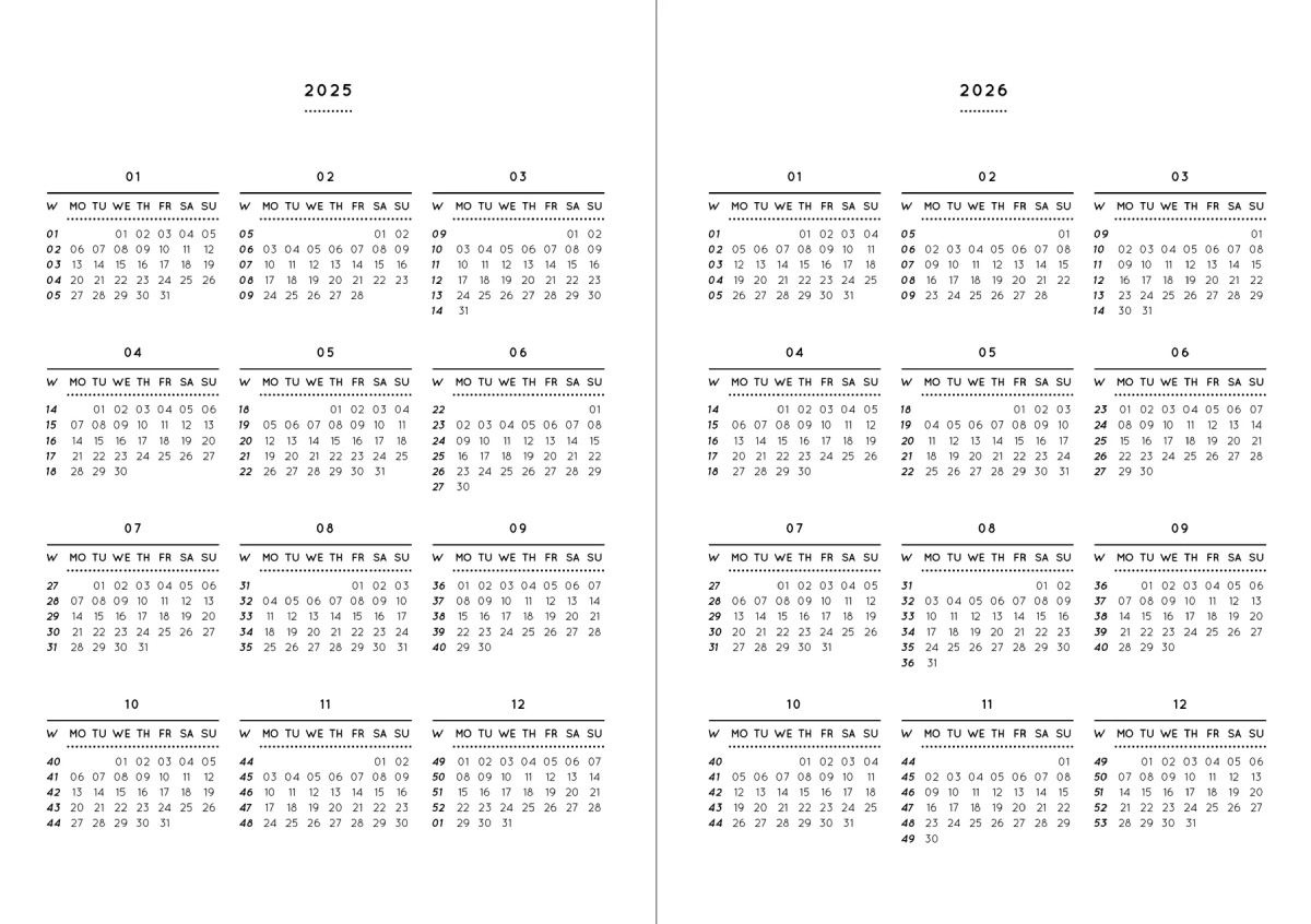 Pocket Planner 2025 Vellum White (Din A6) in Printable Pocket Calendar 2025