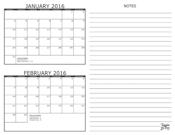 2 Month Printable Calendar Free