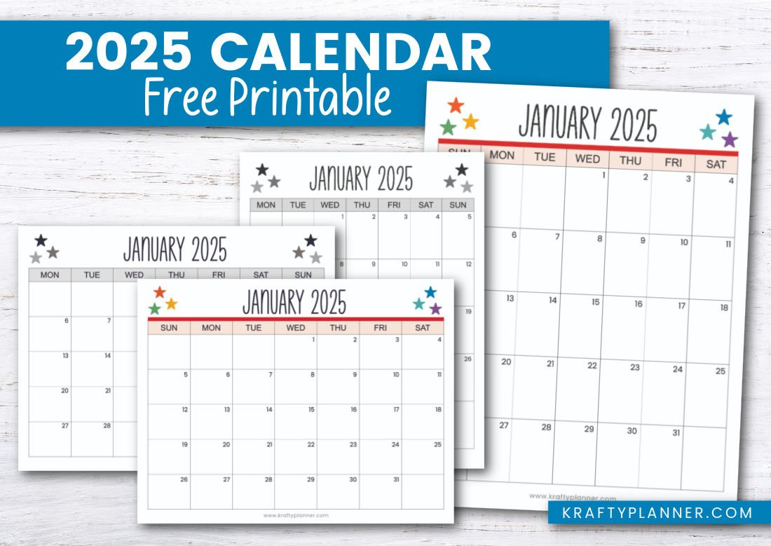 Printable 2025 Calendar To Plan Your Year — Krafty Planner throughout 2025 Calendar Fillable Printable Free