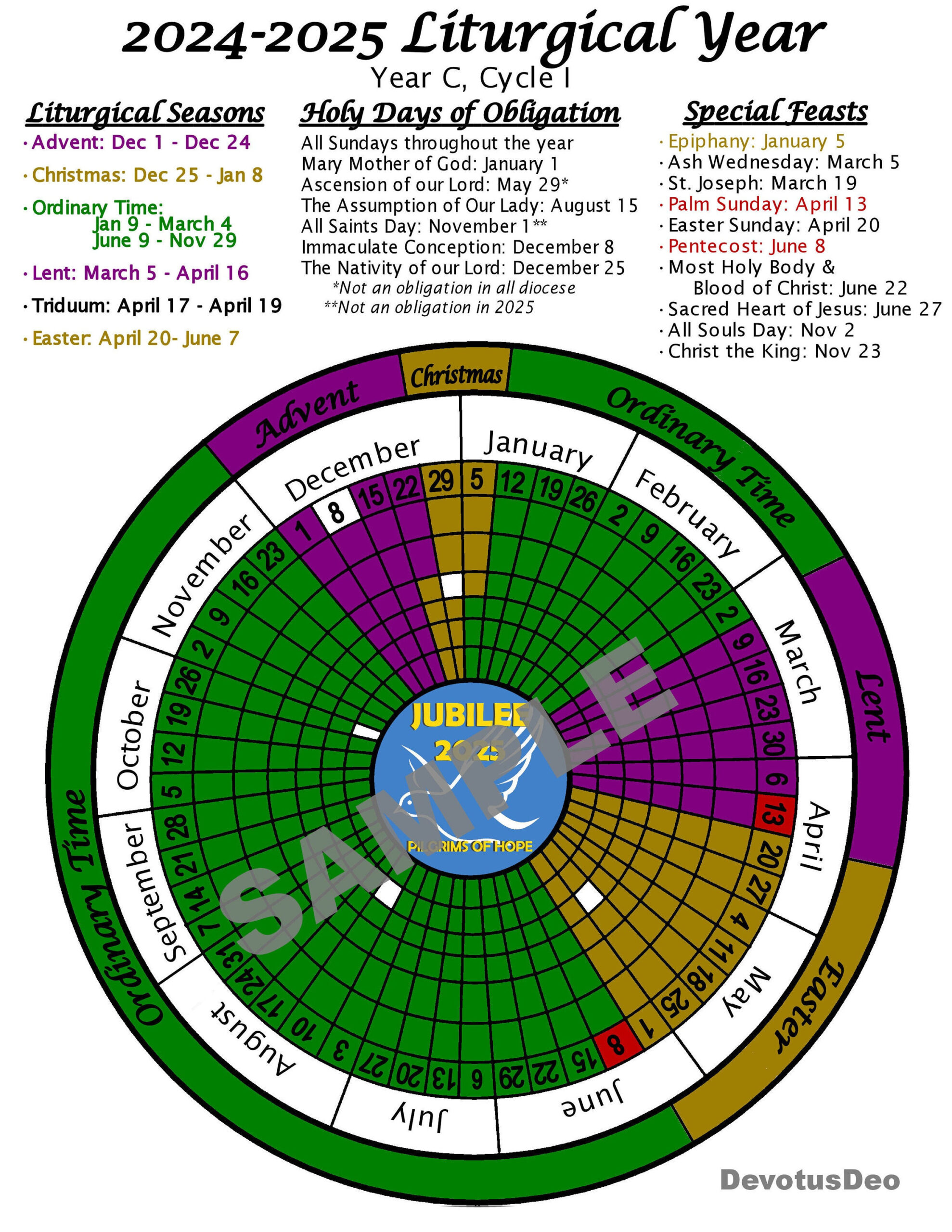 Printable 2025 Liturgical Calendar, Downloadable Catholic in Printable Religious Advent Calendar 2025