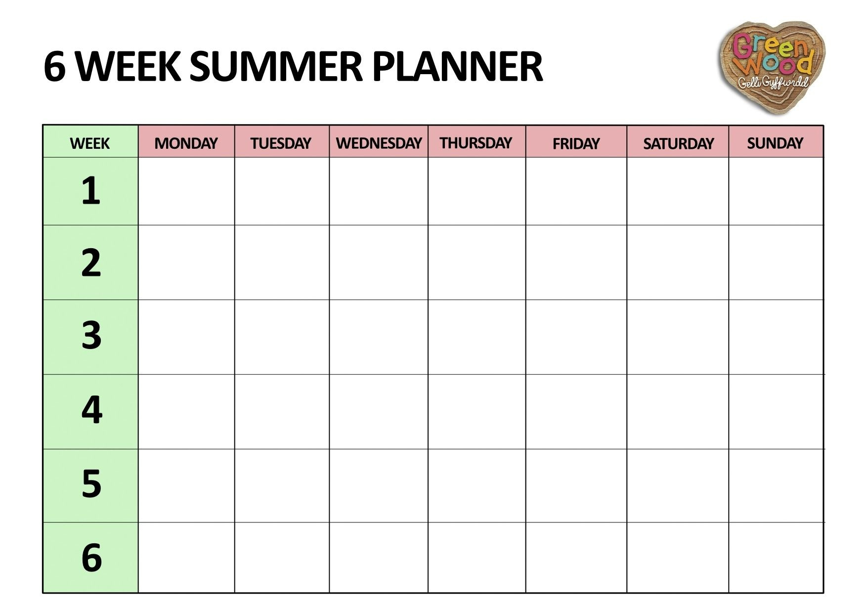 Printable 6 Week Schedule with regard to 6 Week Printable Calendar