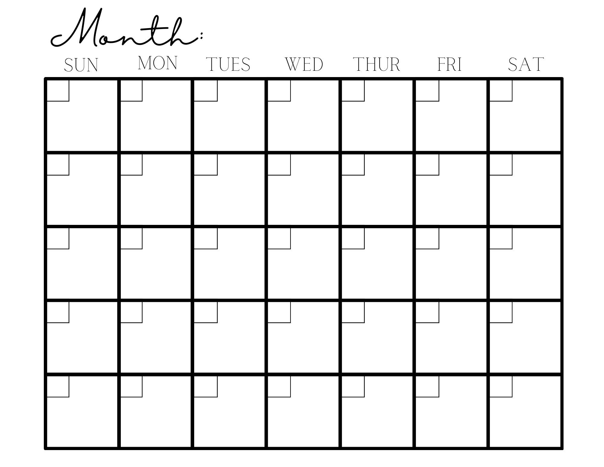 Printable Calendar- 14X11 -Blank Calendar within 31 Day Calendar Printable