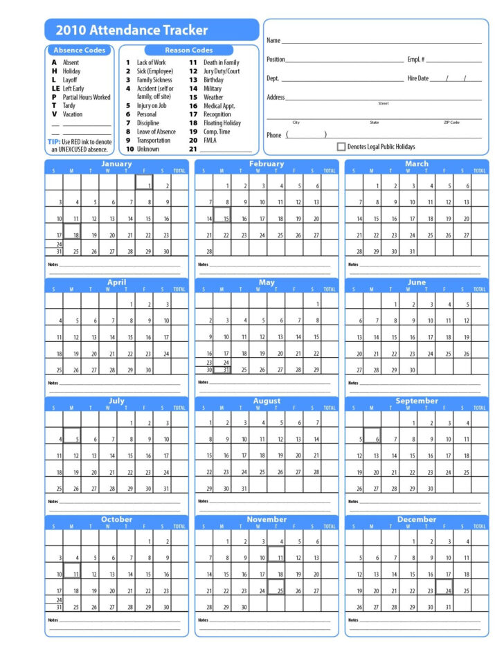 Free Printable 2025 Employee Attendance Calendar Free Download