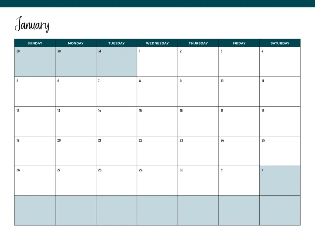 Printable January 2025 Calendars | Free Pdf Downloads in 2025 Blank Printable Calendar