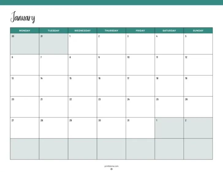 Blank 2025 Printable Calendar