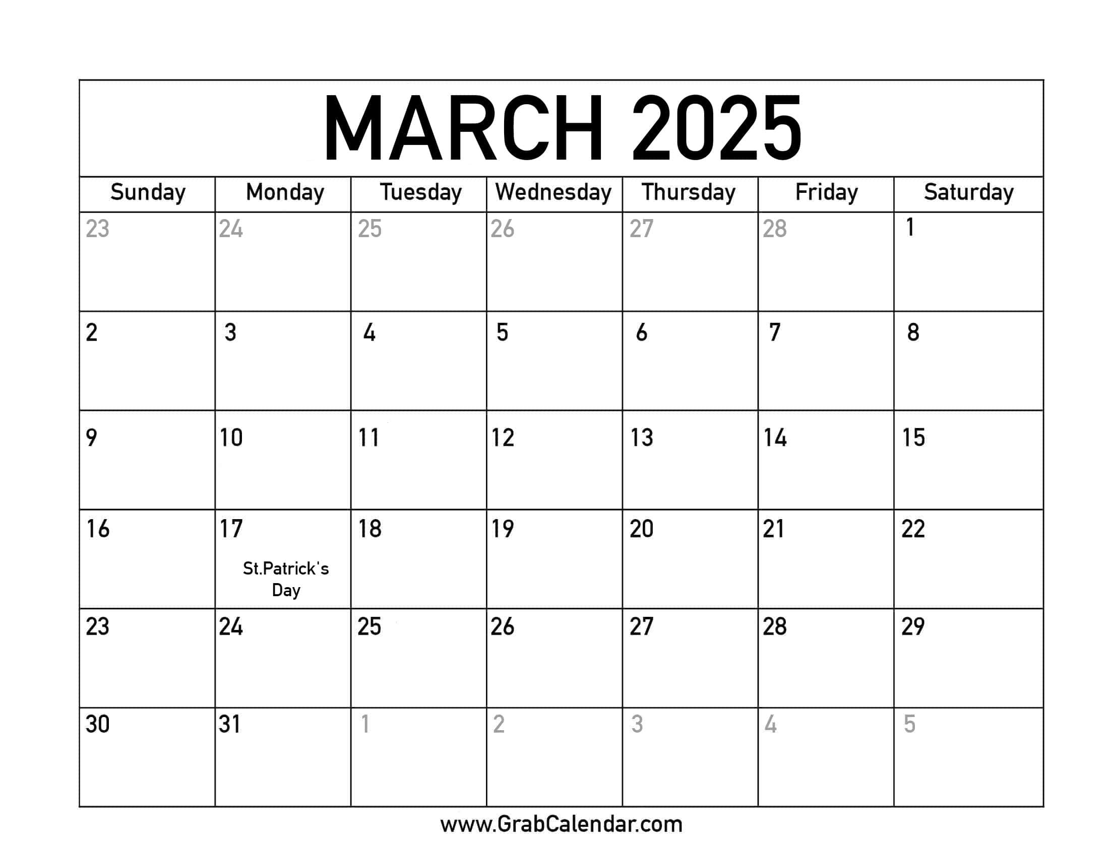 Printable March 2025 Calendar regarding Printable March 2025 Calendar With Holidays