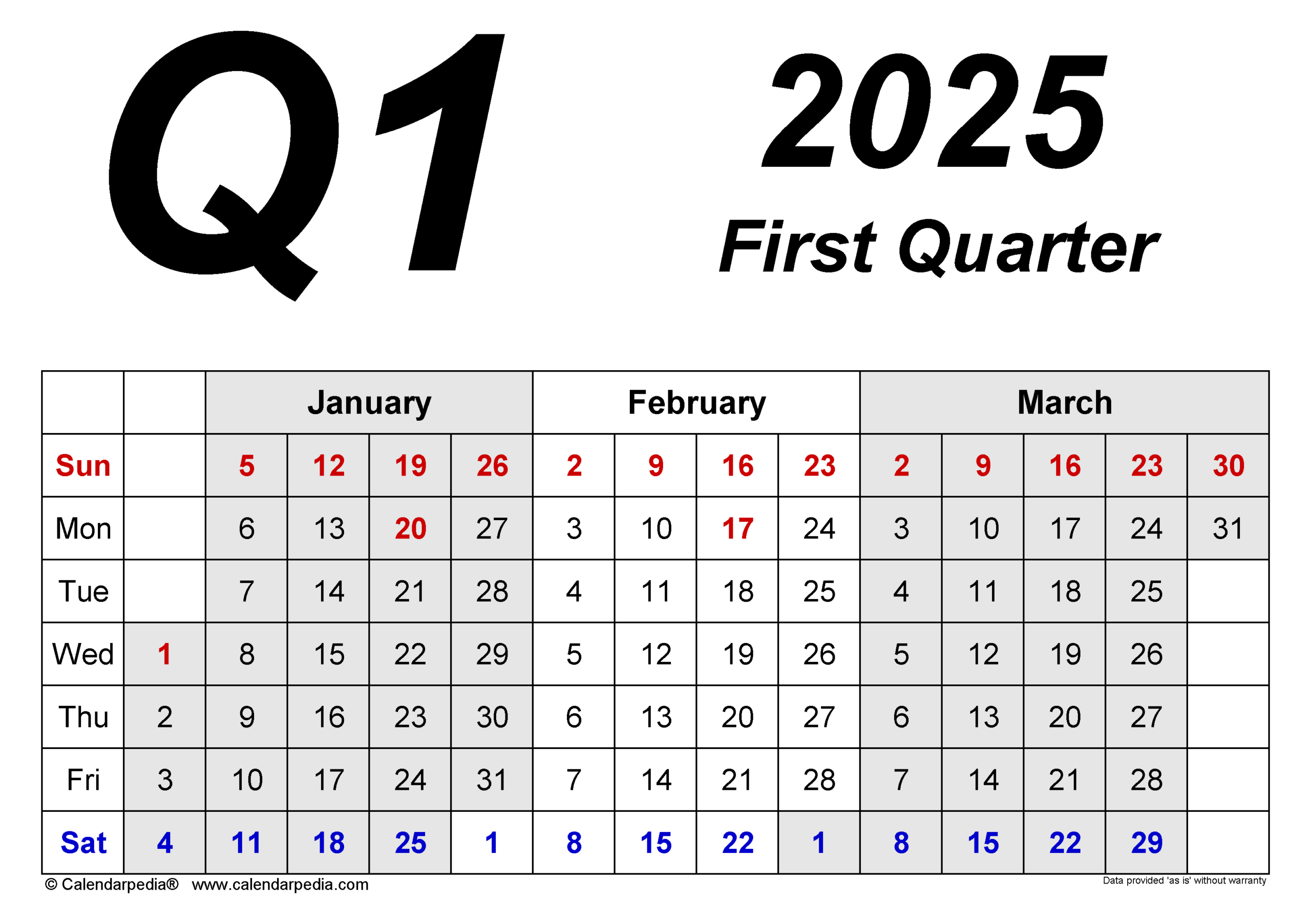 Quarterly Calendars 2025 - Free Printable Word Templates regarding 2025 Q1 Calendar Printable