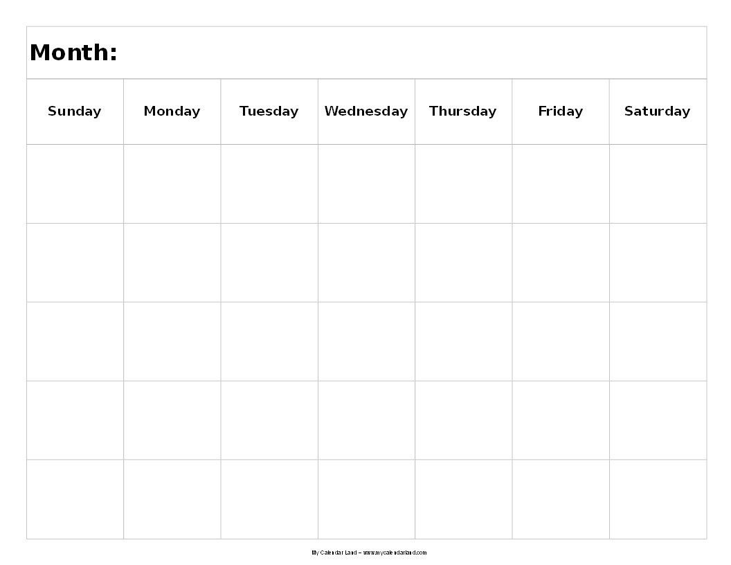 Remarkable 5 Week Blank Calendar Template – Printable Blank inside 5 Week Calendar Printable