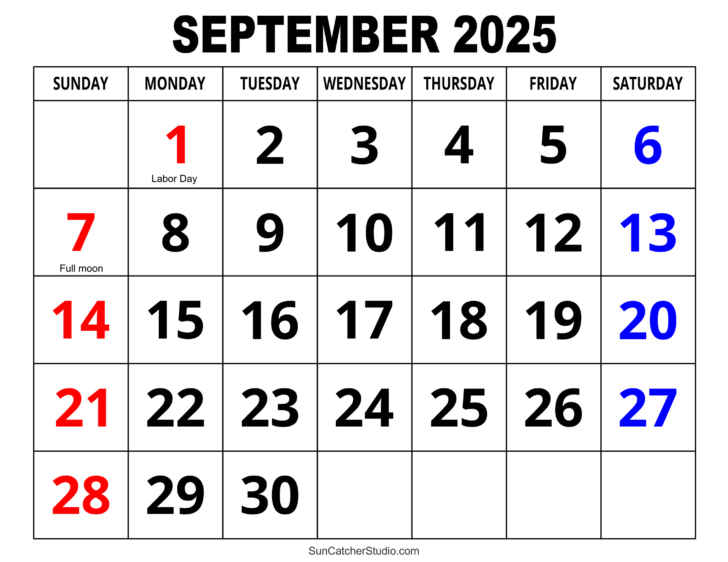 Printable Sept Calendar 2025