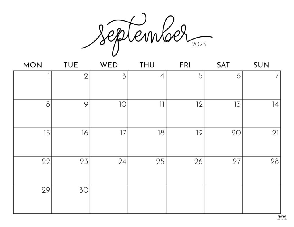 September 2025 Calendars - 107 Free Printables | Printabulls throughout Free Printable Sept Calendar 2025