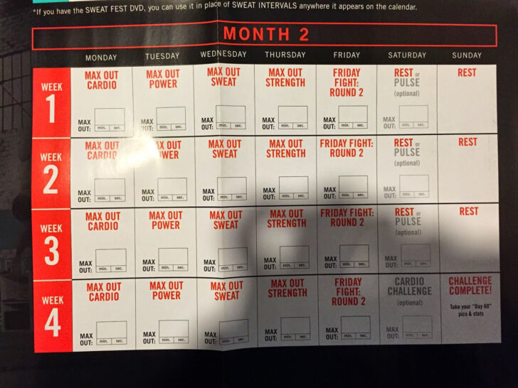 Insanity Max 30 Printable Calendar 2025