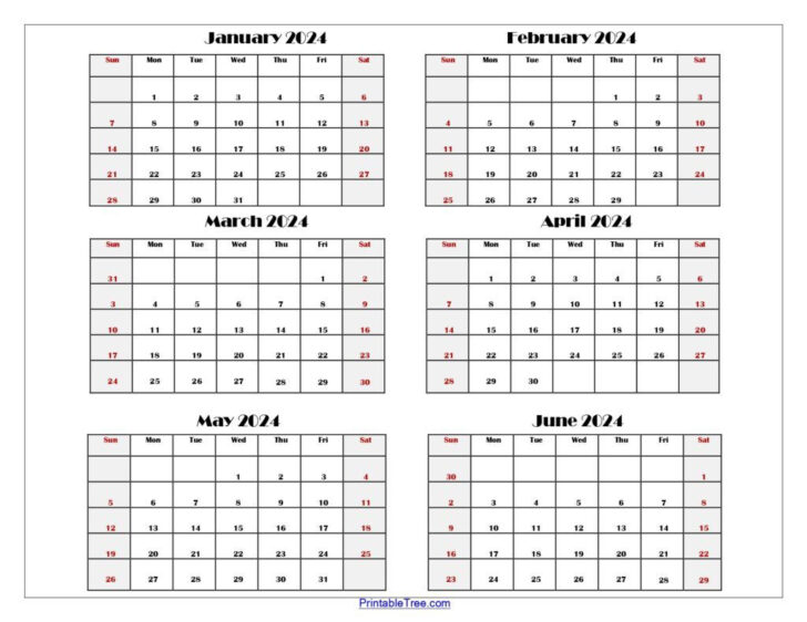 Six Month Printable Calendar 2025