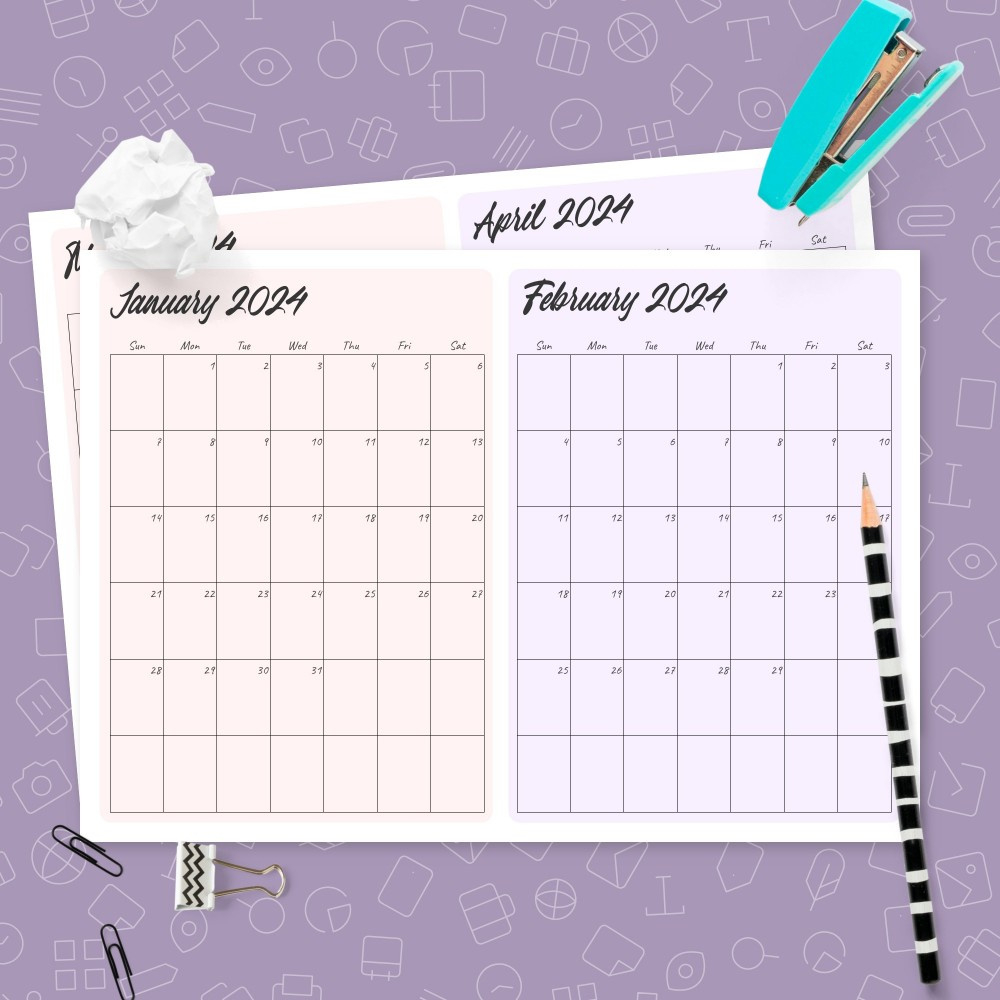 Two Months On Page Calendar Template - Printable Pdf intended for 2 Month Printable Calendar Free