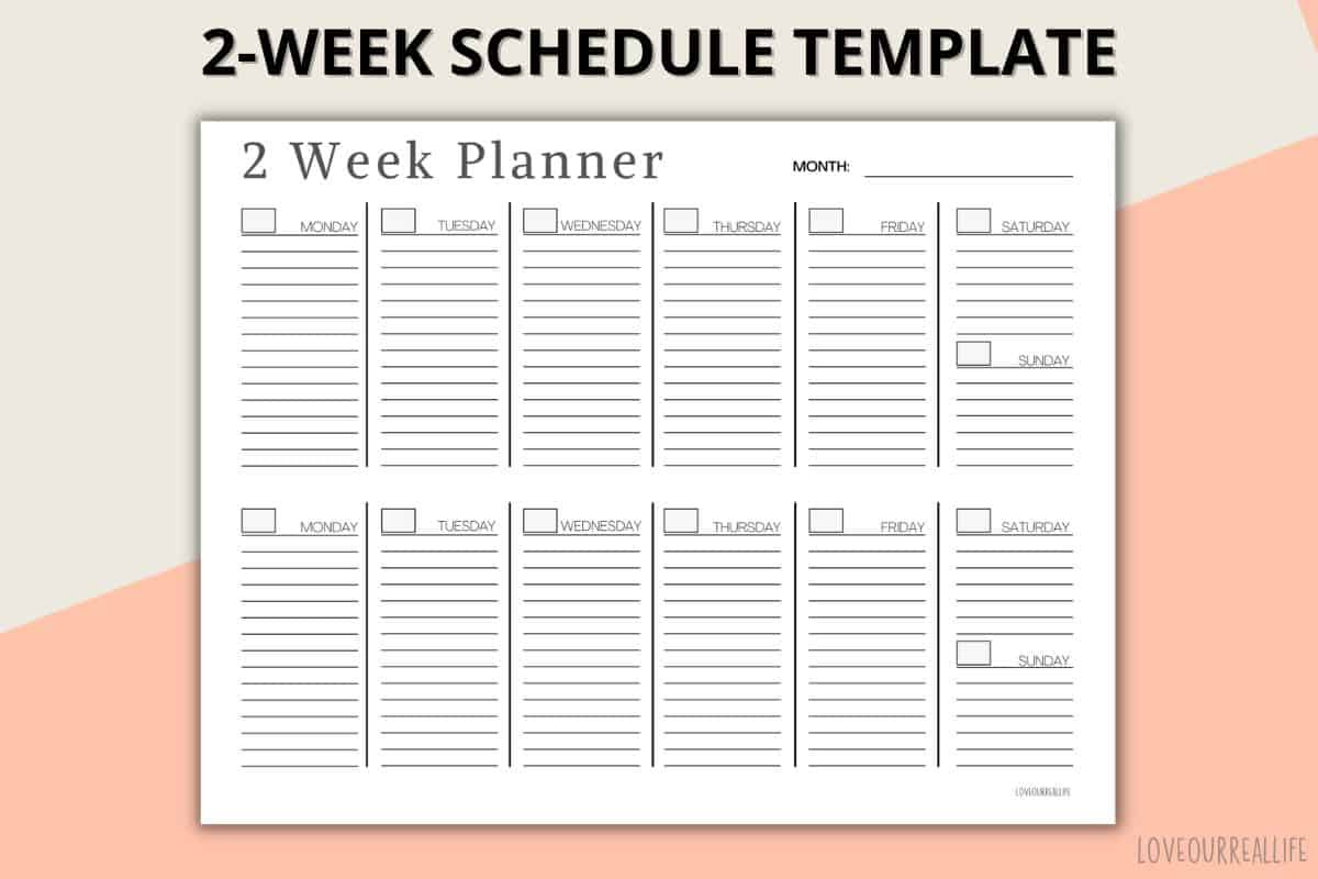 Two Week Calendar Template - Free Printable Weekly Planner ⋆ Love inside 2 Week Printable Calendar Free