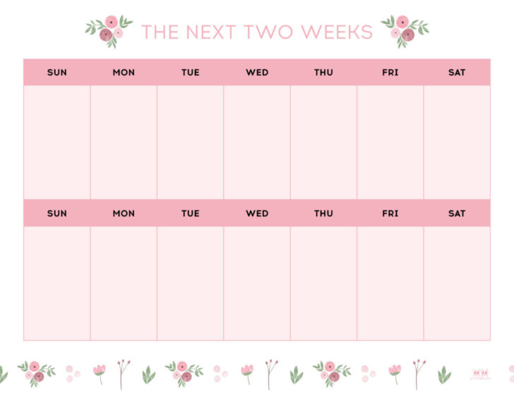 2 Week Printable Calendar Free