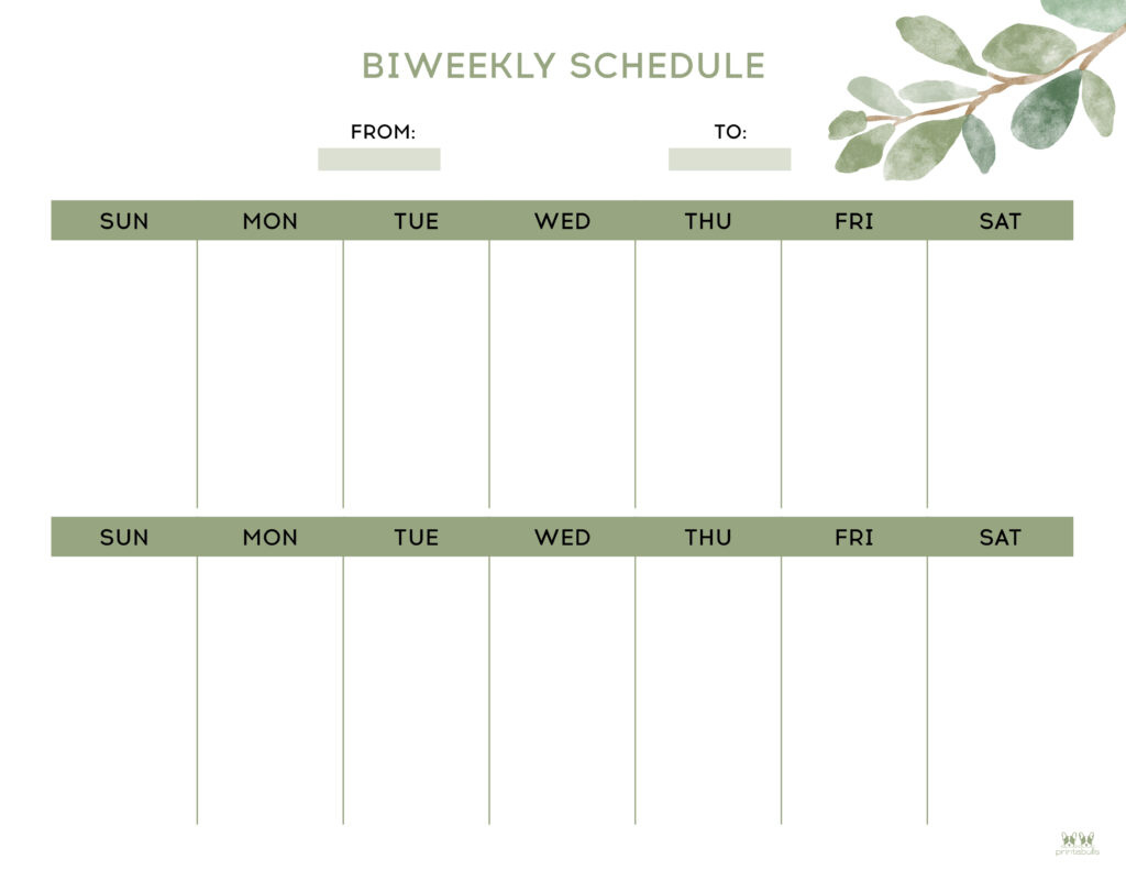 Two Week Planners - Free Printables | Printabulls pertaining to 14 Day Calendar Printable