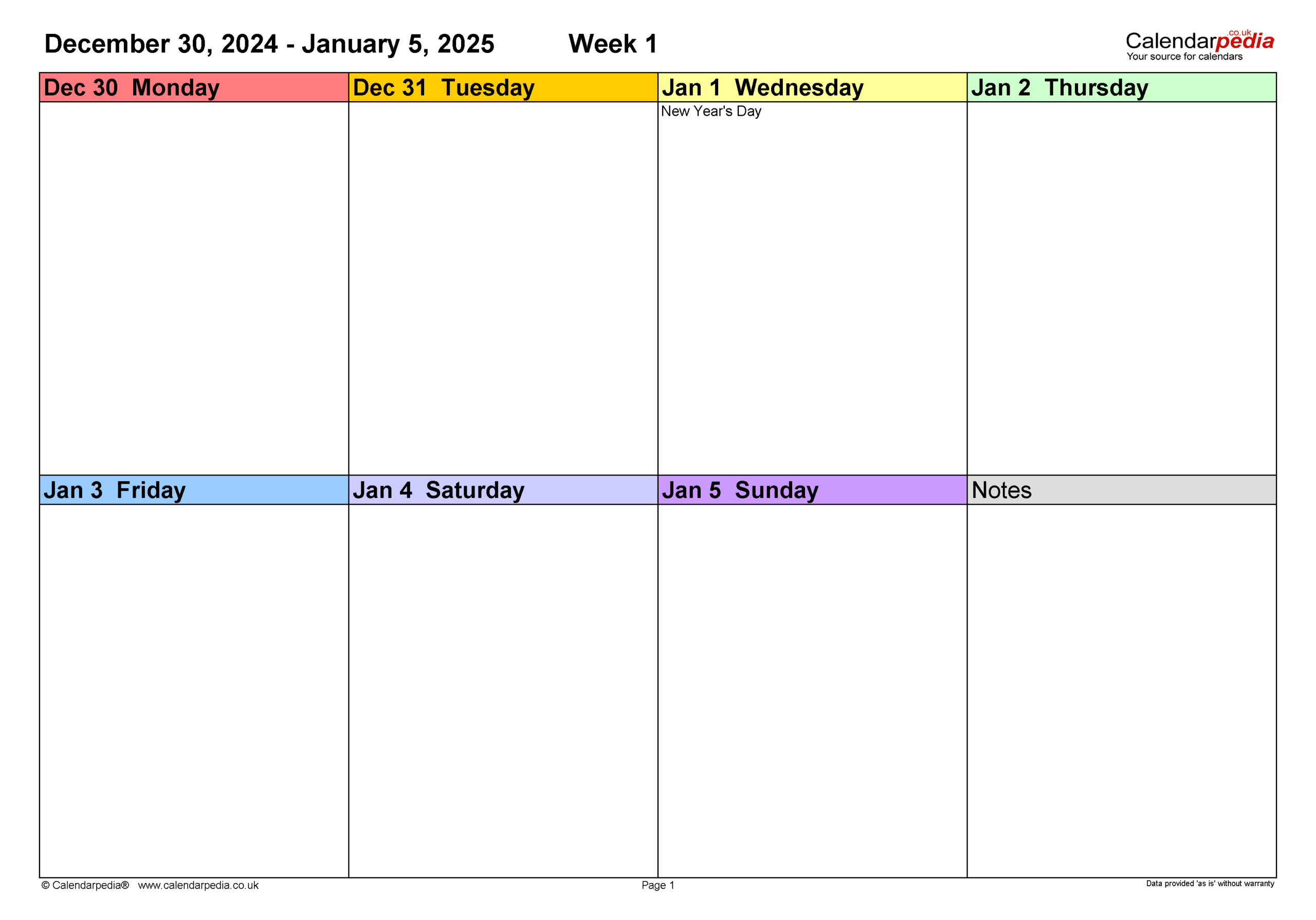 Weekly Calendar 2025 Uk - Free Printable Templates For Pdf pertaining to Printable 5 Day Calendar 2025