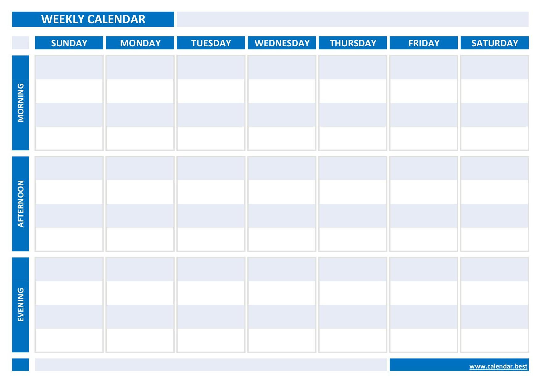 Weekly Calendar, Weekly Schedule -Calendar.best within 3 Week Calendar Printable