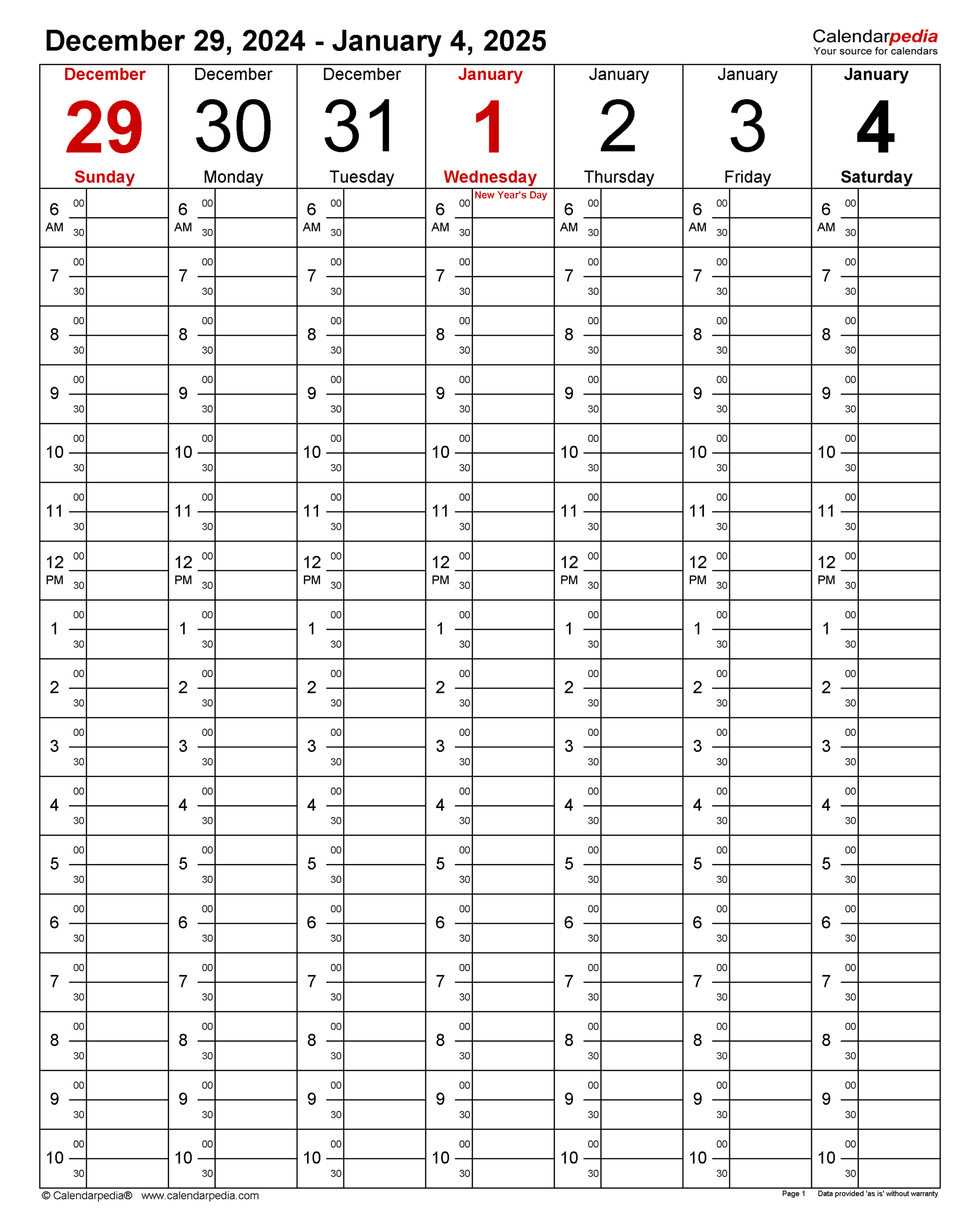 Weekly Calendars 2025 For Pdf - 12 Free Printable Templates pertaining to Printable Hourly Calendar 2025 Template