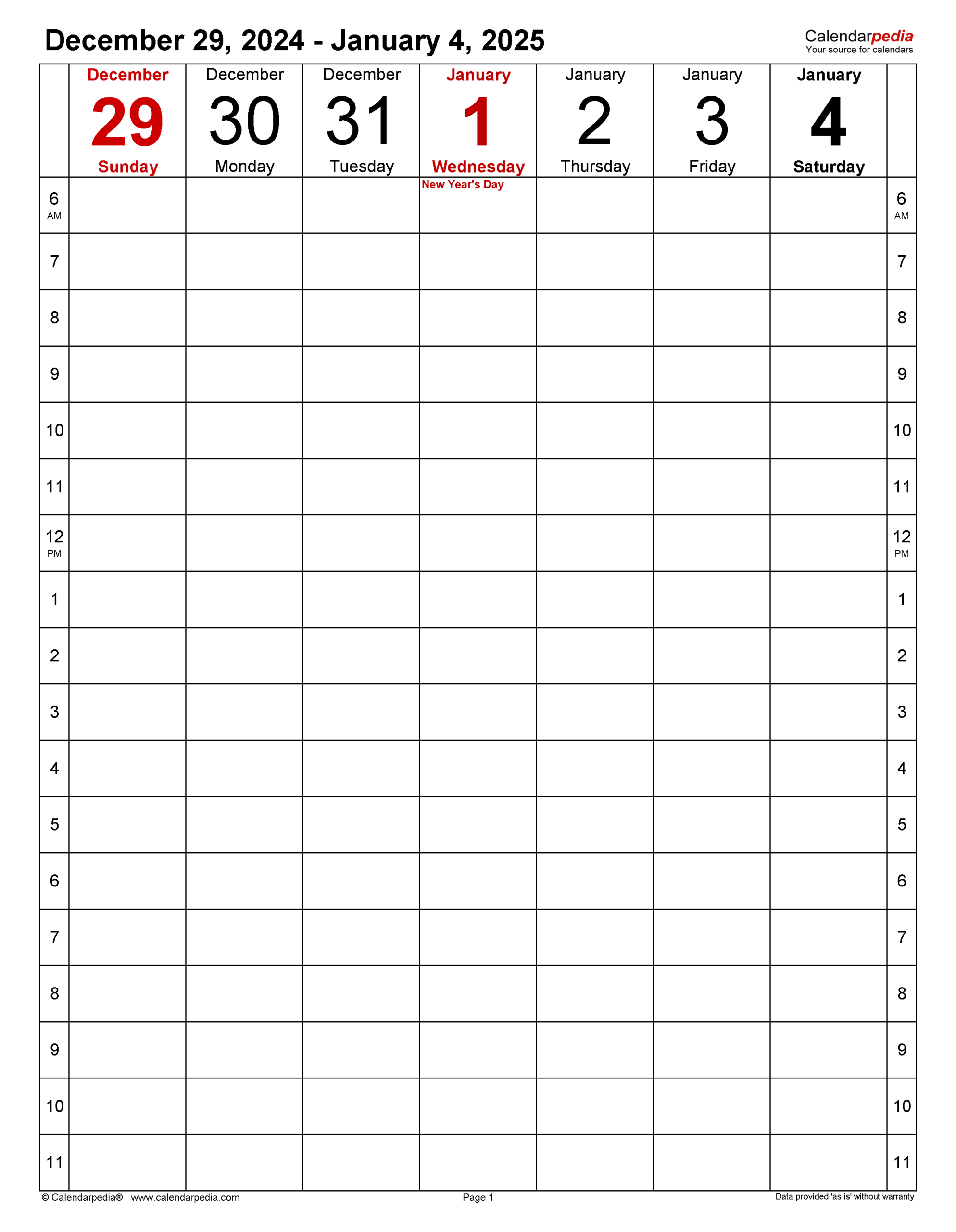 Weekly Calendars 2025 For Pdf - 12 Free Printable Templates within Daily Calendar 2025 With Time Slots Printable