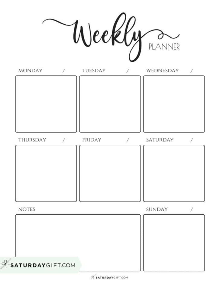 Blank Free Printable 7 Day Weekly Calendar 2025