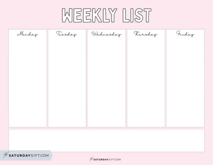 7 Day One Week Printable Weekly Calendar