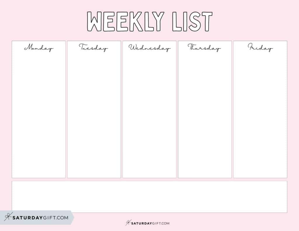 Weekly Planner Printable - 39 Cute Free Weekly Calendar Templates throughout 7 Day One Week Printable Weekly Calendar