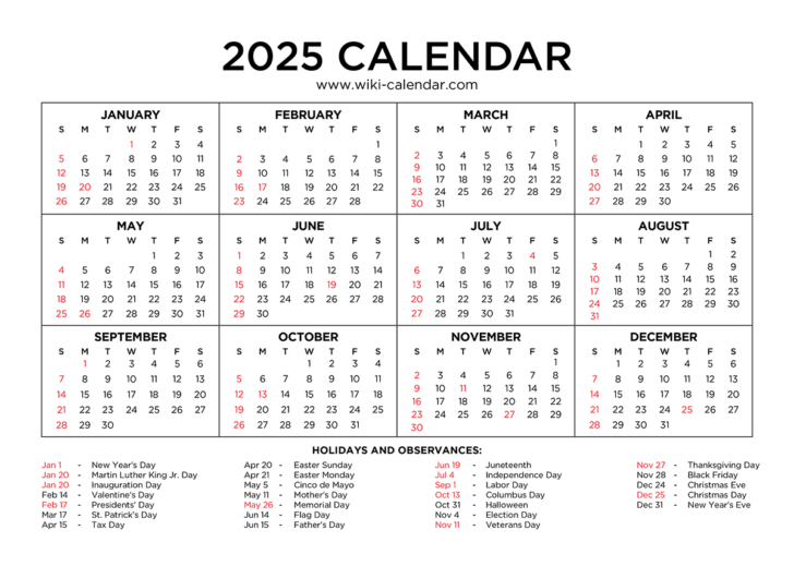 Calendar 2025 Maker Free Printable