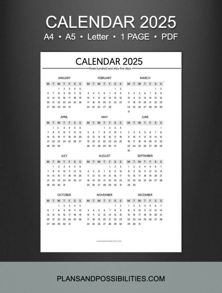 A5 Printable Calendar 2025