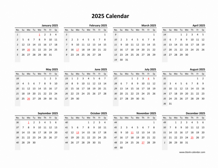 Printable Calendar 2025 Blank Template